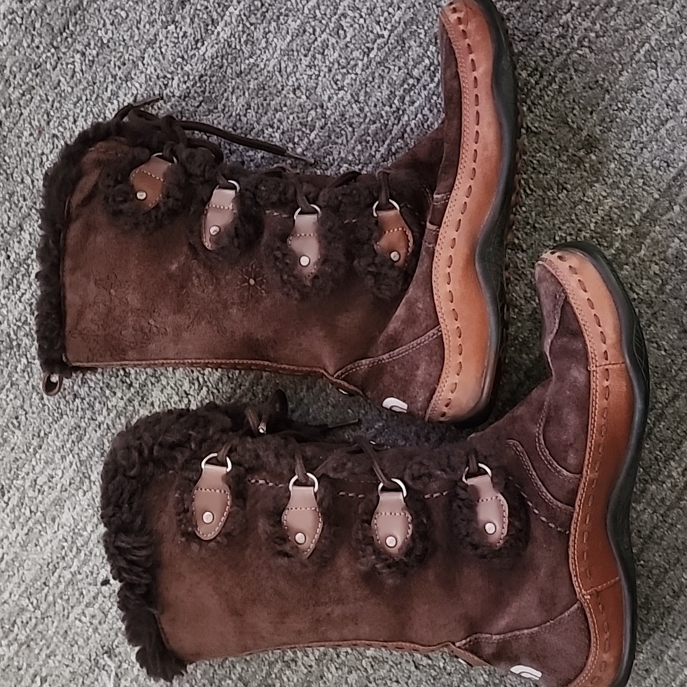 The North Face Abby II Brown Suede Winter Boots, Womens Size 6.5